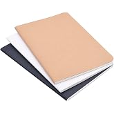 newestor Set of 3 A5 Dotted Notebook/Travel Journal - 5.5 x 8.25 Dot Grid Paper for Bullet Notes Journaling, Total 120 Sheets/240 Pages, Black/White/Kraft Brown Cover