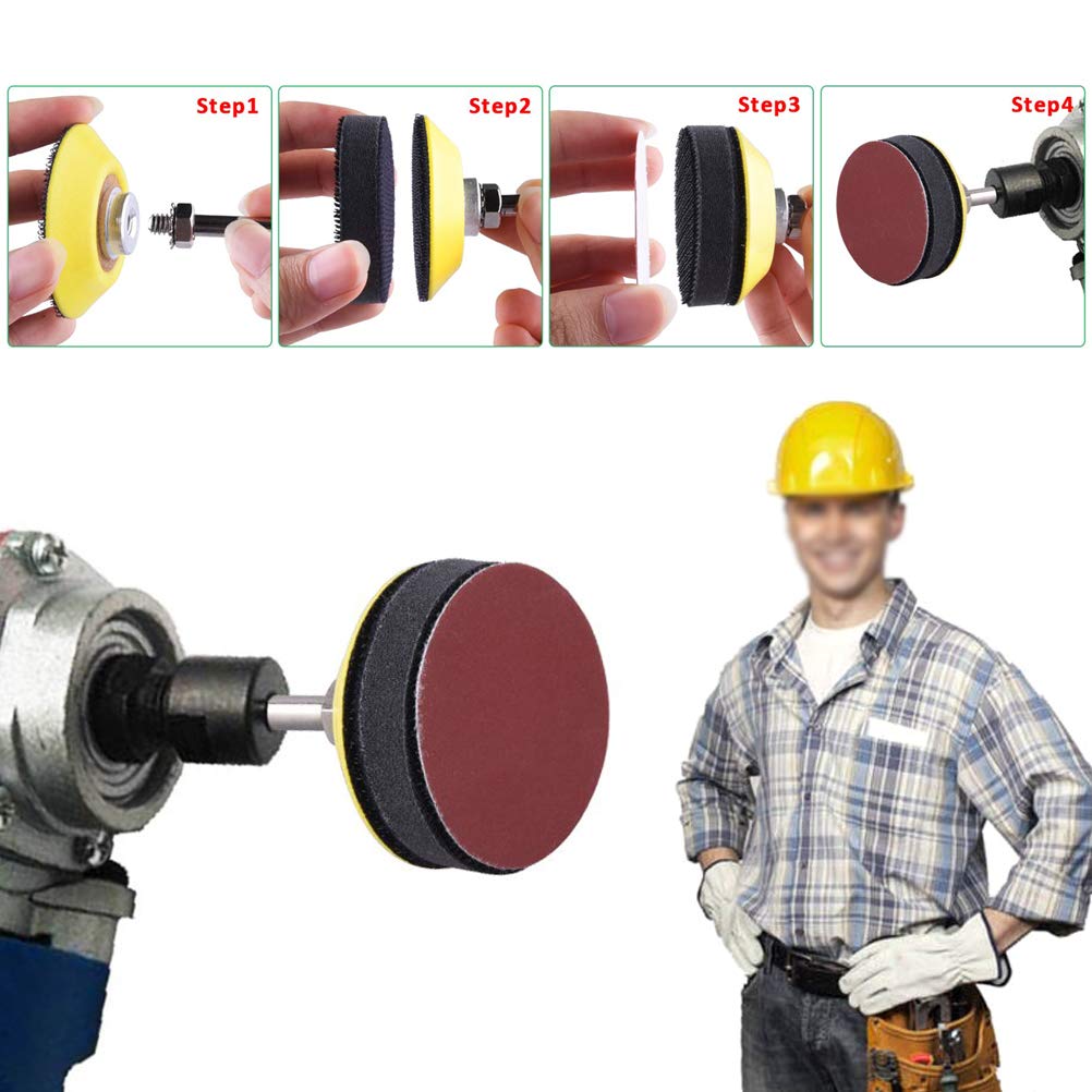 130pcs 2 Inch Sanding Discs Pad, Uspacific Backer Plate 1/4" Shank Sponge Cushions for Drill Grinder Rotary Tools 60-3000 Grit Sandpapers: Industrial & Scientific