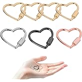 QIYUDA 7Pcs Heart Shaped Carabiner, Metal Screw Heart Keychain Clip