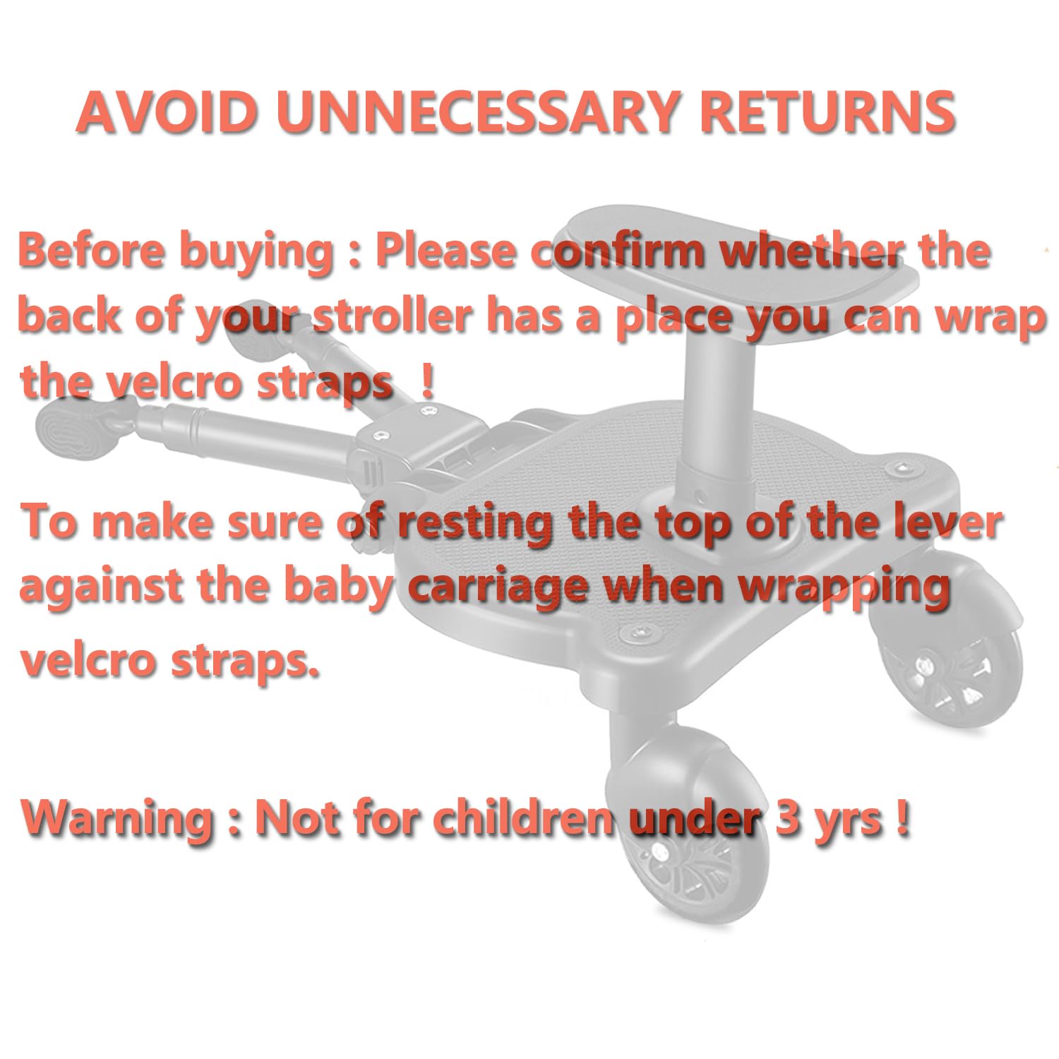 Universal Stroller Board with Detachable Seat, 2 in 1 Buggy Board Suitable for Most Brands of Strollers, Holds Children Up to 55 lbs