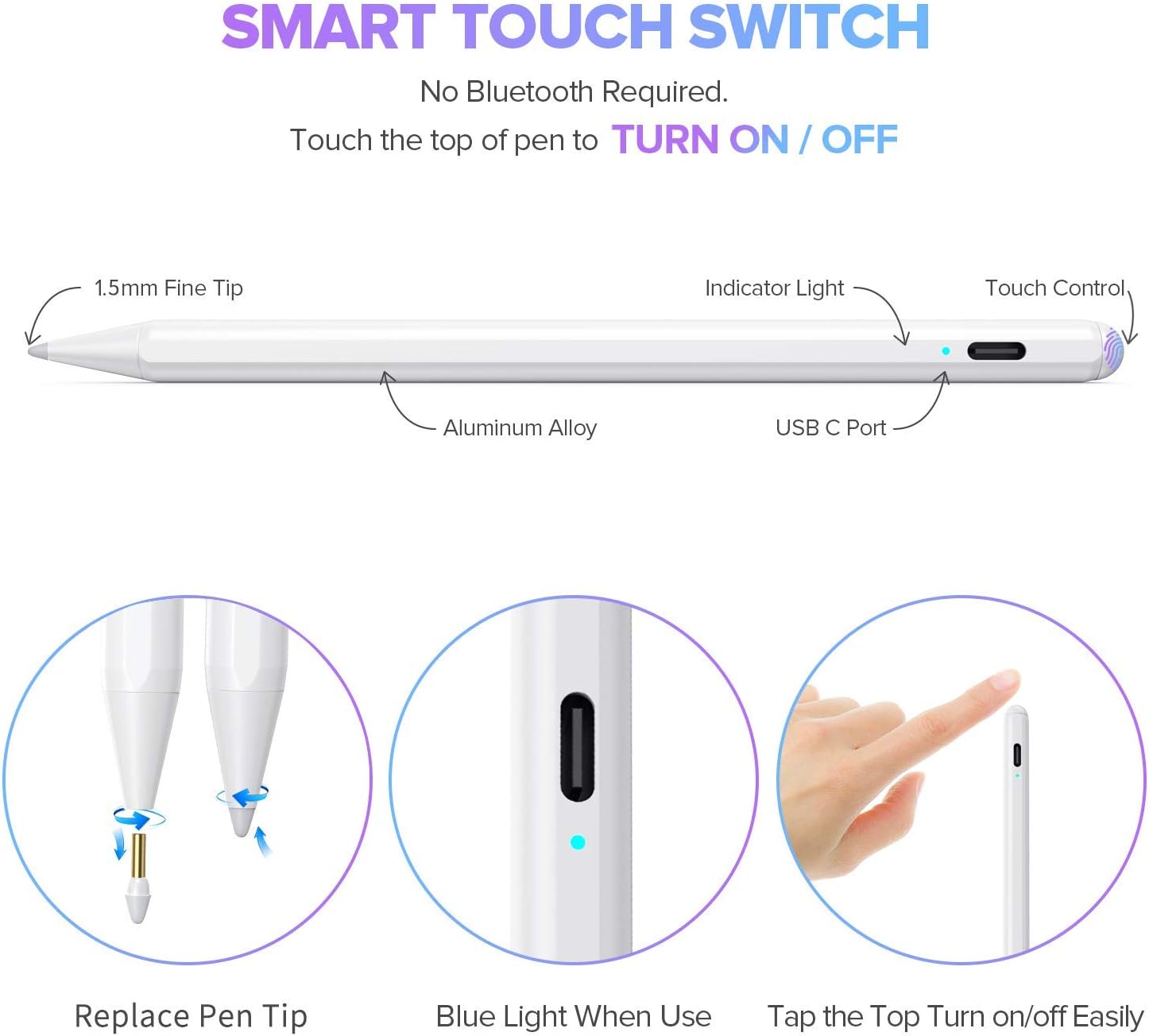 Stylus Pen for iPad with Palm Rejection, Active Pencil Compatible with (2018-2020) Apple iPad Pro (11/12.9 Inch),iPad 6th/7th Gen,iPad Mini 5th Gen,iPad Air 3rd Gen for Precise Writing/Drawing: Computers & Accessories