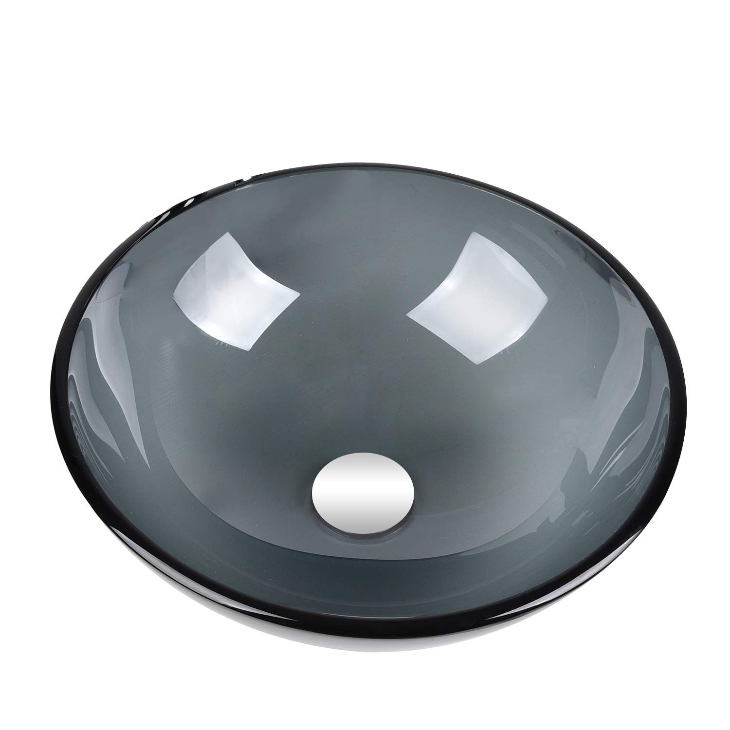 Vessel Sinks Grey Glass Vessel Bathroom Vanity Sink Round ...