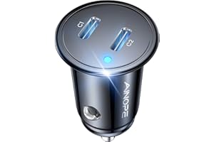 AINOPE Super Fast USB C Car Charger, 56W for iPhone 16 Car Charger Adapter Fast Charging Simultaneously, Smallest All Metal 12V Car Charger USB C Fit for iPhone 16 Pro Max, Galaxy S24, 2024 iPad Pro