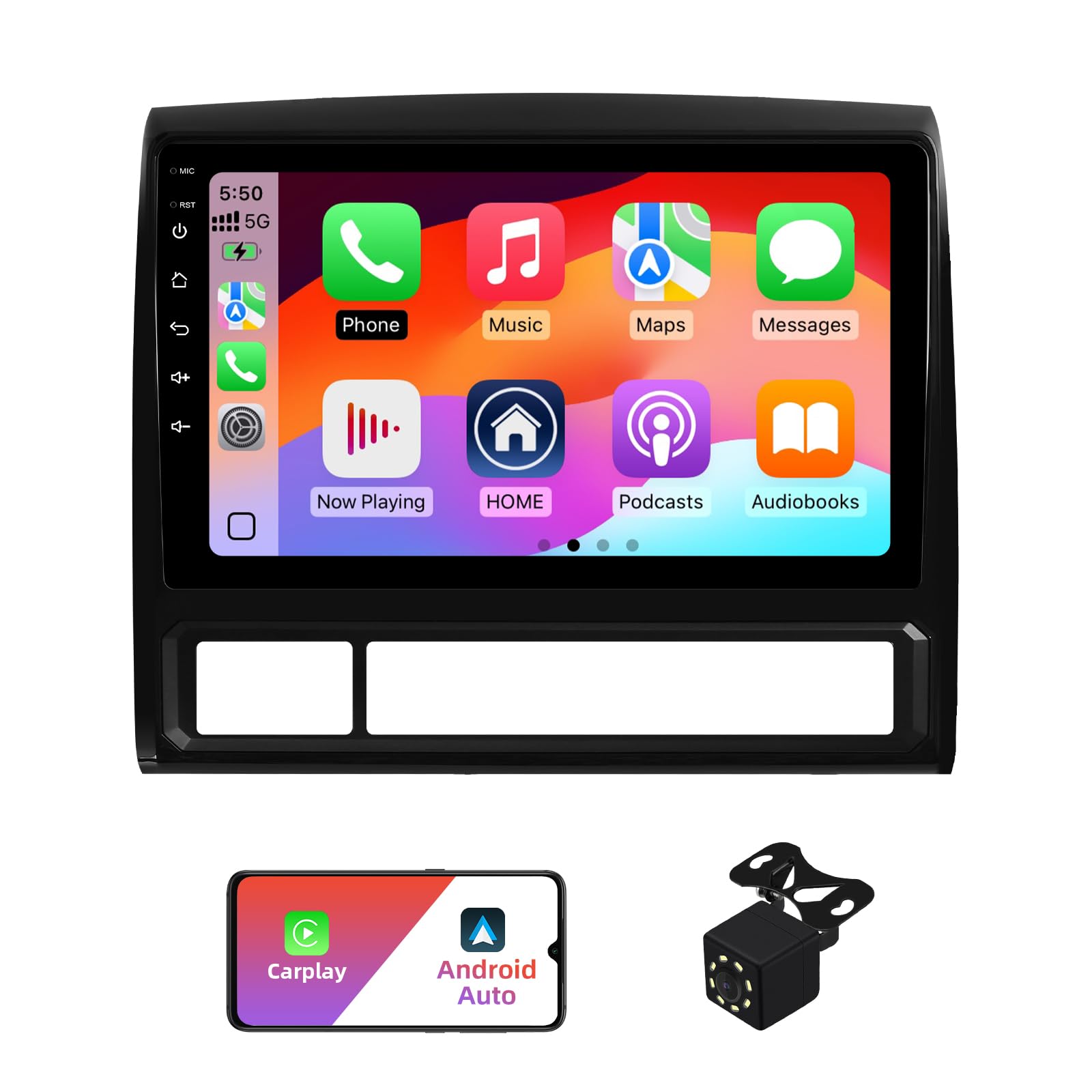 Photo 1 of 2+32G Android 13 Double Din Car Stereo for Toyota Tacoma 2005-2013 with 9 Inch Touchscreen Radio Built-in Wireless Carplay/Android Auto/GPS/Bluetooth/FM/AUX-in/Steering Wheel Controls/Backup Camera