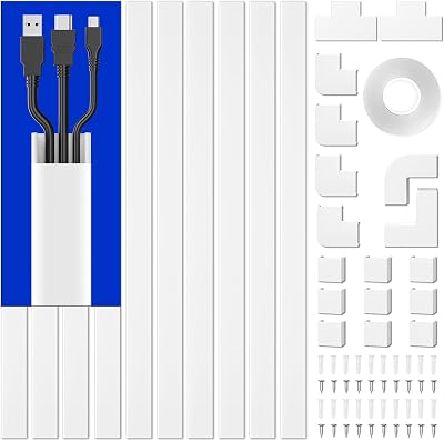 MUDEELA Cable Trunking Kit 4M TV Cables Self Adhesive Wall Hider White