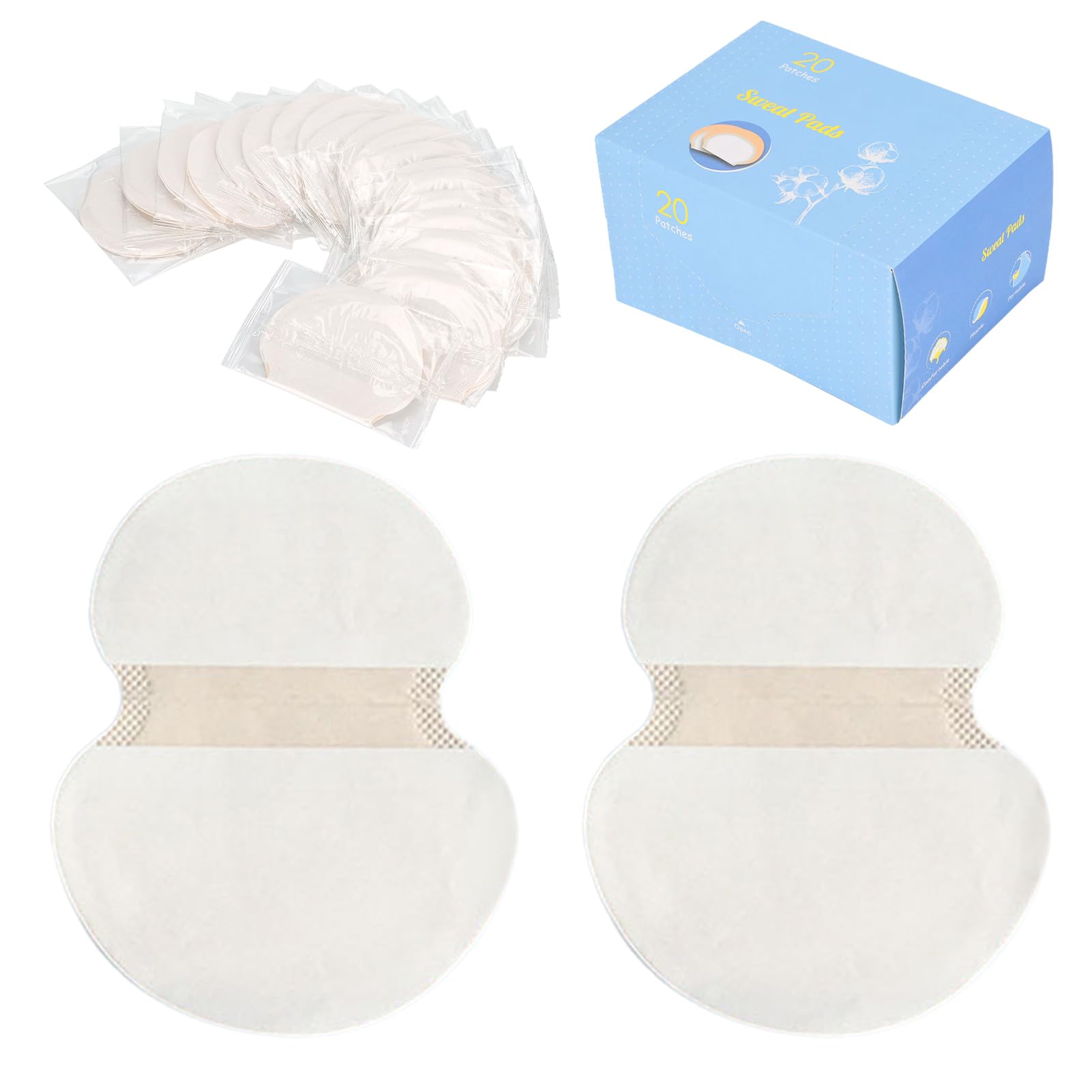Disposable Underarm Sweat Pads, 40Pads Armpit Sweat Pads Armpit Shields Sweat Pads Sweat Absorbing Pads for Women and Men to Keep Underarm Dry and Clothes Clean