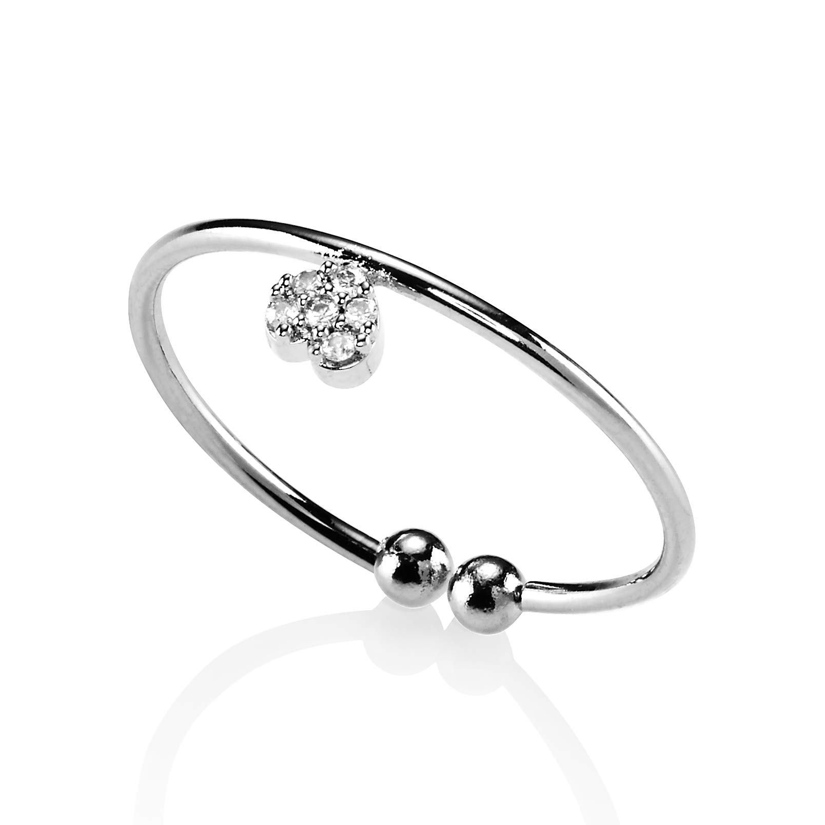namana Dainty Heart Ring for Women with Cubic Zirconia. Open Silver Rings with a Heart Motif. Cute Adjustable Rings for Teen Girls and Women. Small Womens Silver Ring Set with Zirconia with Gift Box
