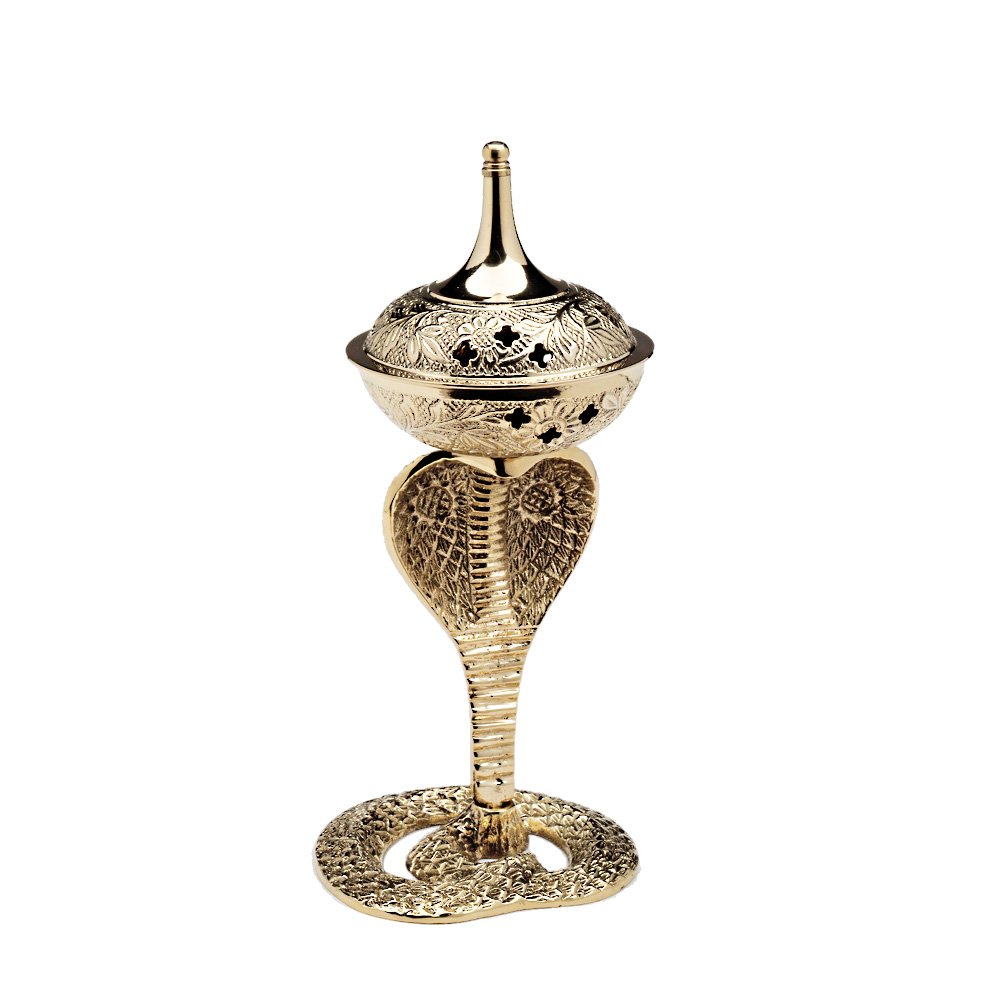 NKlaus Incense Burner Cobra brass snake large oriental enamelled Incense Burner for Incense 7654