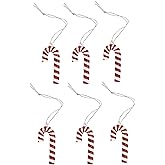 Glitter Candy Cane Mini Christmas Tree Ornaments - 6 Count