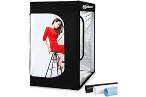 KONSEEN Professional Photo Light Box Large LED Dimmable Shooting Tent 47x39x78inch Photography Studio Continuous Lighting Cube Softbox Tents for Portrait Furniture Clothing Photography with 3 Colors Backdrops