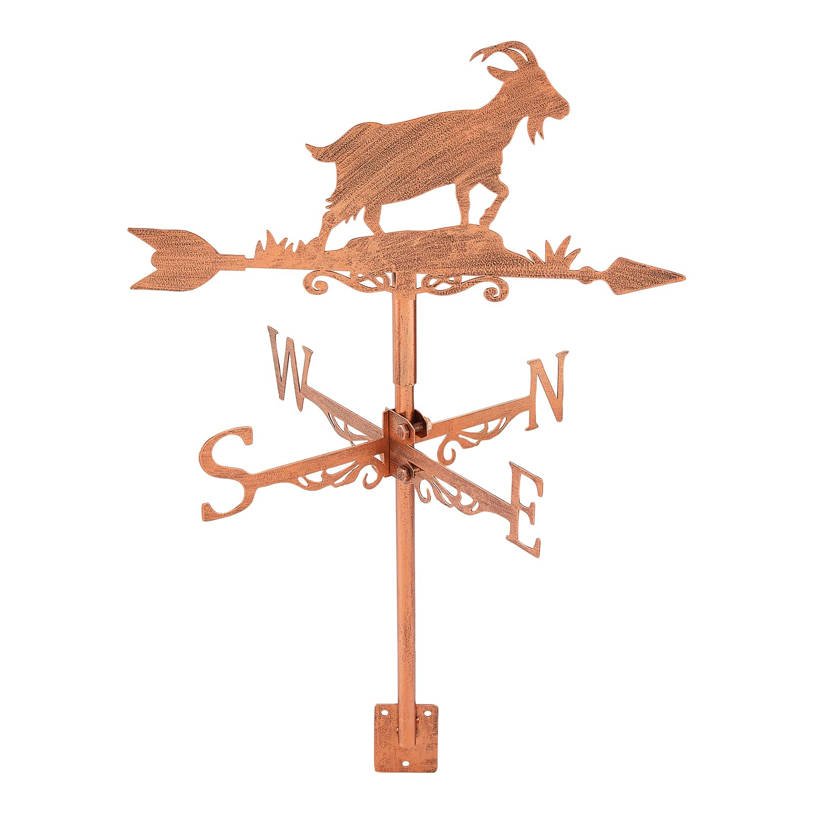 SUPERDANT Goat Weather Vane for Roof Farm Animal Metal Weathervane Goat Wind Vanes for Sheds Red Brown Wind Direction Indicator for Farmhouse Yard Farm Shed Garden Decoration