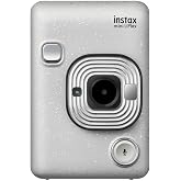 Fujifilm Instax Mini Liplay Hybrid Instant Camera - Stone White | Equipped with front mirror for taking selfies On-board storage