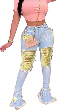 yellow ripped jeans