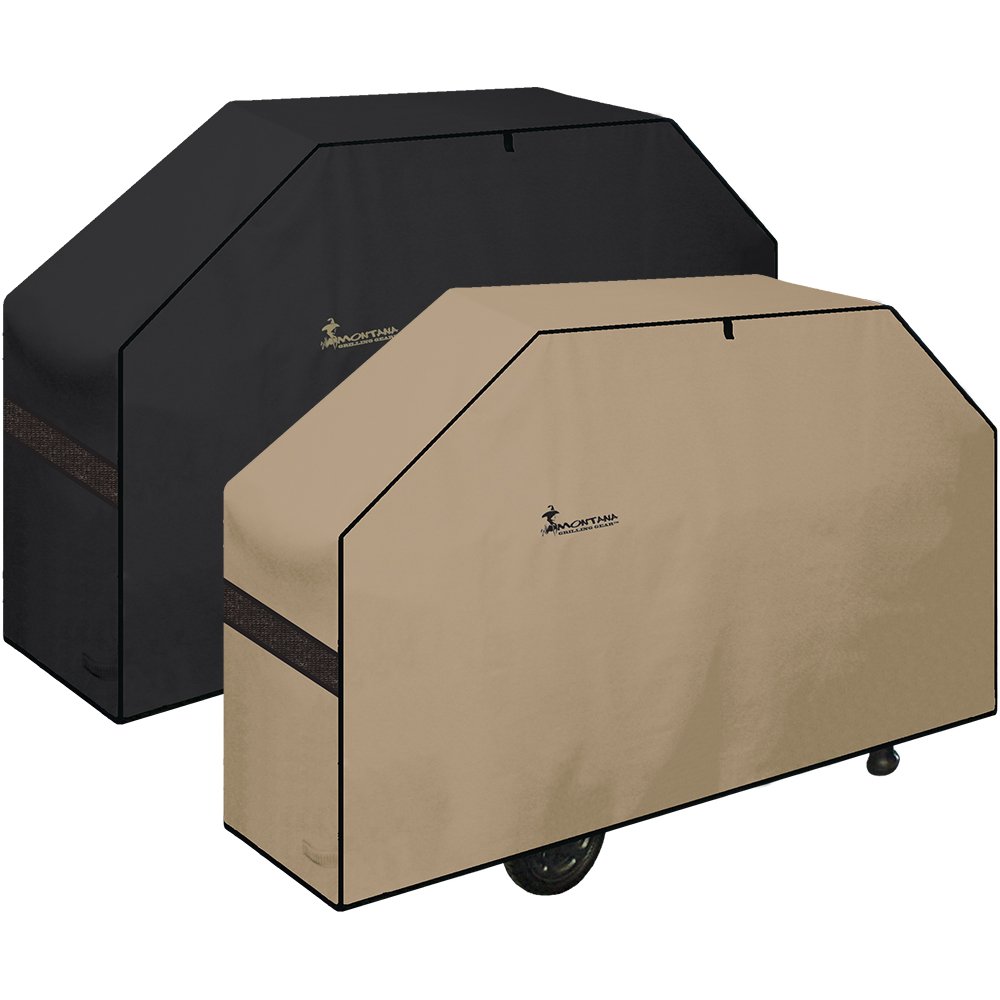 Montana Grilling Gear Environmentally Friendly Reversible BBQ Grill Cover - Ventilated BBQ Cover with Reduced Condensation - Weatherproof, Waterproof, Heavy Duty Material - 3 Year Warranty - 74 Inch