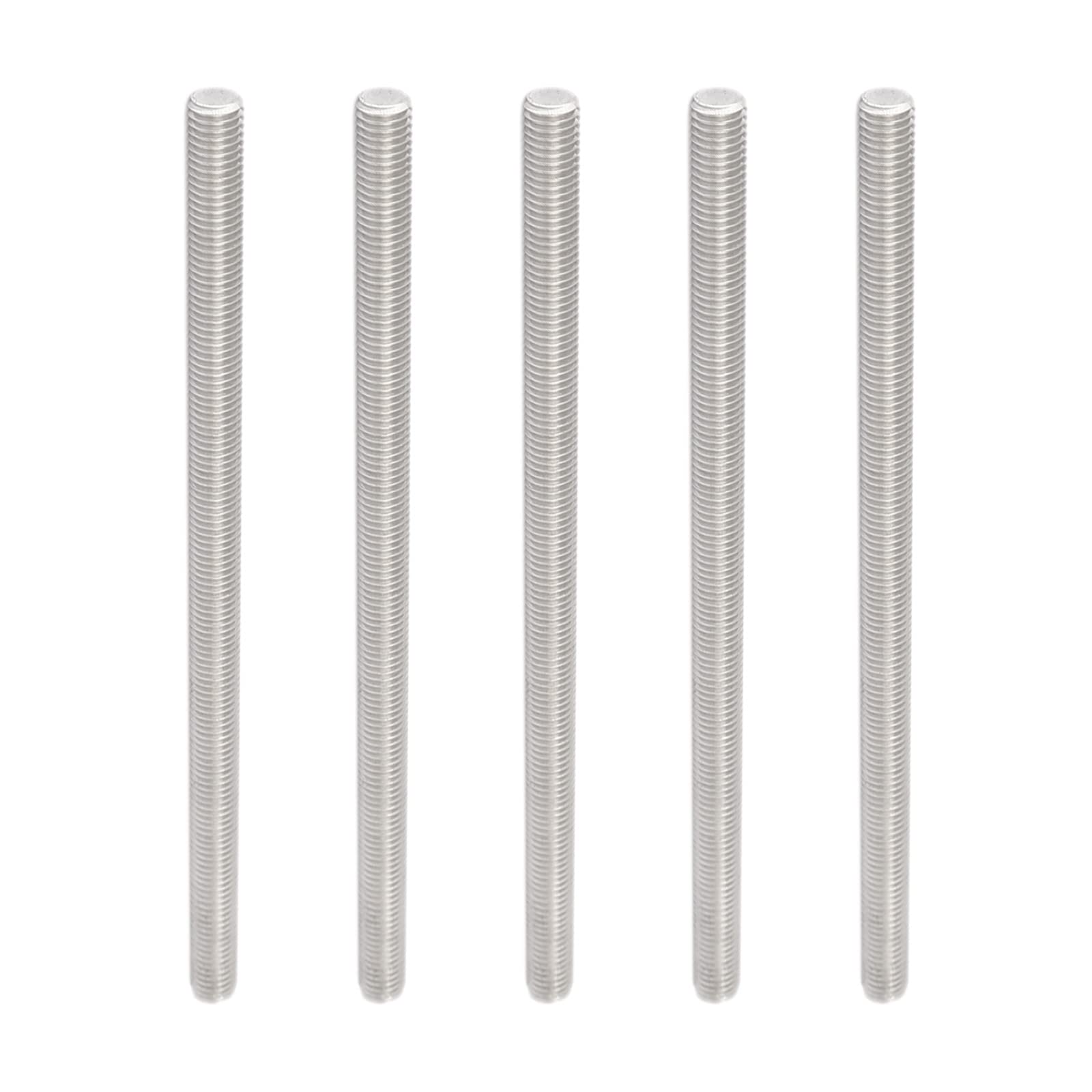 Rebower Fully Threaded Rod 304 Stainless Steel Rod Bar Studs, [for Hangers and Clamps and U-Bolts] - M8 x 160mm Male Threaded /Silver/5Pack