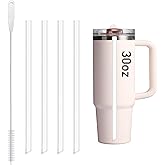 Woyinger 4 Pack Reusable Straws for Stanley Quencher ProTour Flip Straw Tumbler 30oz, Food Grade & BPA Free,Dishwasher Safe, for Stanley Straws(Clear)