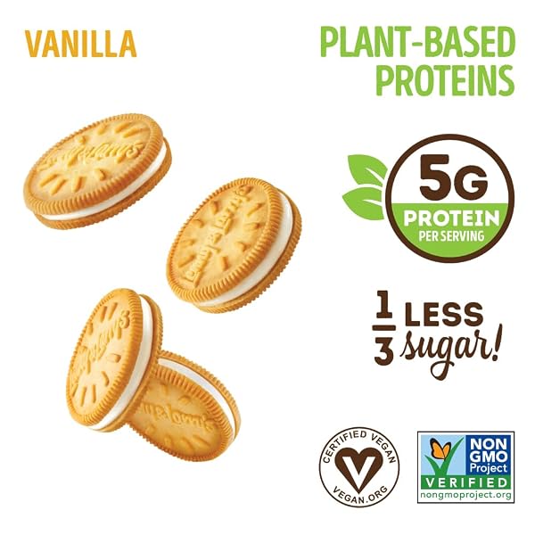 LENNY & LARRY’S THE COMPLETE CREMES®, SANDWICH COOKIES, VANILLA, VEGAN, 5G PLANT PROTEIN, 6 COOKIES PER PACK (BOX OF 12)