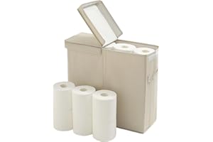 Beveetio Waterproof Toilet Paper Storage with Foldable Lid, Large Toilet Paper Basket for Bathroom, Holds Up to 12 Regular Rolls, Toilet Paper Holder with Storage, Bathroom Toilet Paper Organizer Bin