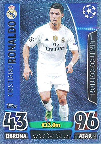 2016 Topps Match Attax Champions League EXCLUSIVE Cristiano Ronaldo Limited Edition SILVER Card! Rare Awesome Special Card Imported from Europe! Shipped in Ultra Pro Top Loader to Protect it !