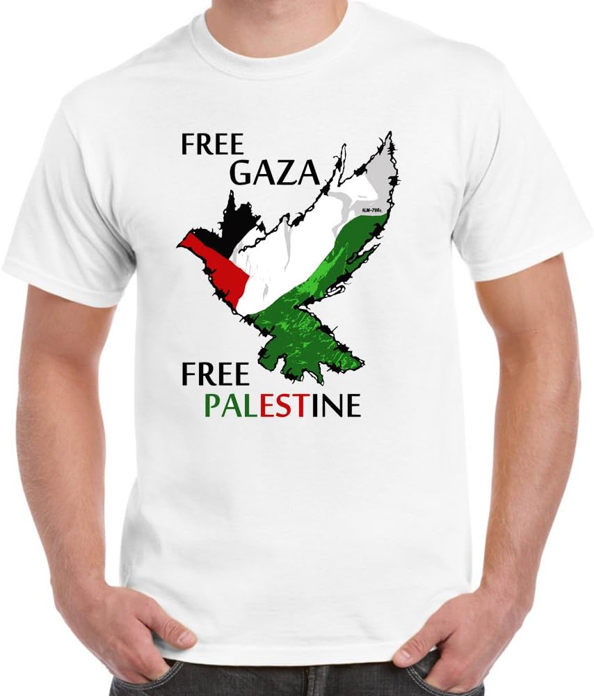 Starlite Mens Novelty tshirts-Free Palestine-Free Gaza-Bird-Novelty gifts