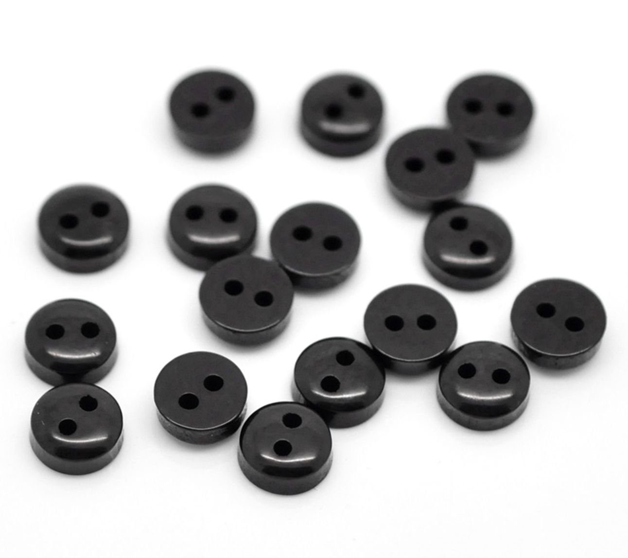 200 x Plain Black Round 2 Hole 6mm Sewing Buttons. for Cardmaking, Scrapbooking, Clothes Knitting — image 1