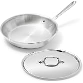 All-Clad D3&reg; Stainless Steel 10" Fry Pan with Lid, Made in the USA | The Original Bonded Professional Cookware, Omelets Pan, Induction Compatible, Oven Safe up to 600F