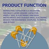 Innfeeltech 100pcs 50V 100nF Monolithic Ceramic Capacitors Yellow view 4