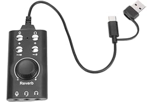 ASHATA USB to 3.5mm Jack Audio Adapter External Sound Card, with Volume Control and Voice Changer, for PC Laptop Desktop Head