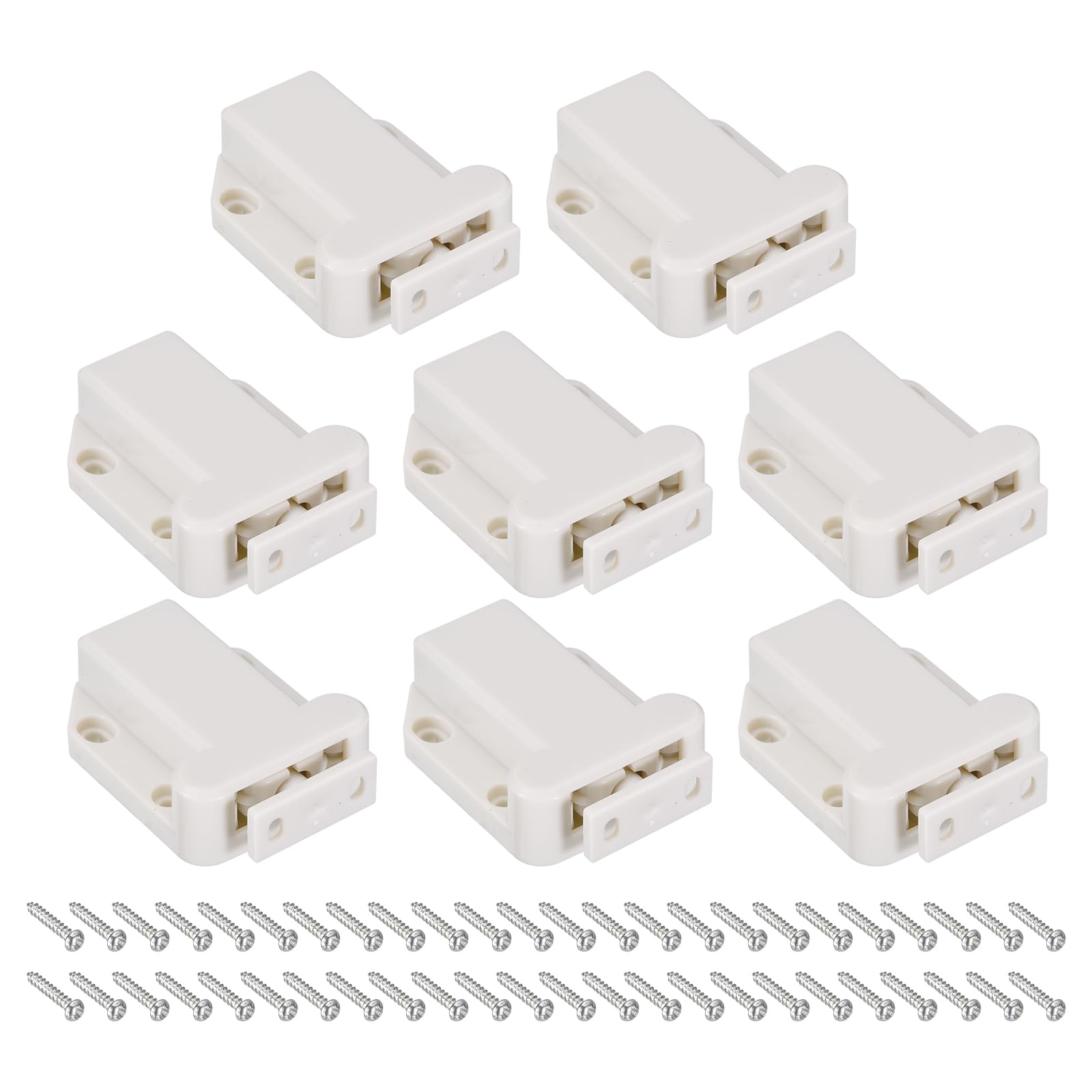 uxcell 8 Set Push to Open Door Catch ABS Automatic Spring Loaded Push-in Touch Catches for Cabinet Cupboard Door (White)