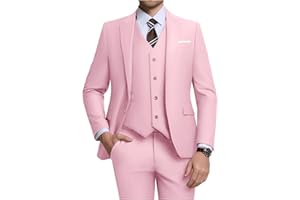 ZKHOECR Men's 3 Piece Slim Fit Suit Set, Two Button Blazer Solid Jacket Vest Pants Wedding Business Suit