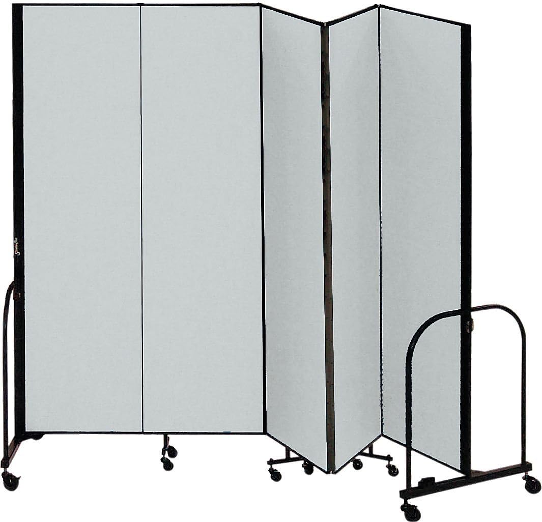 Screenflex CFSL405 Grey Portable Room Divider, Number of Panels 5, 4 ft Overall