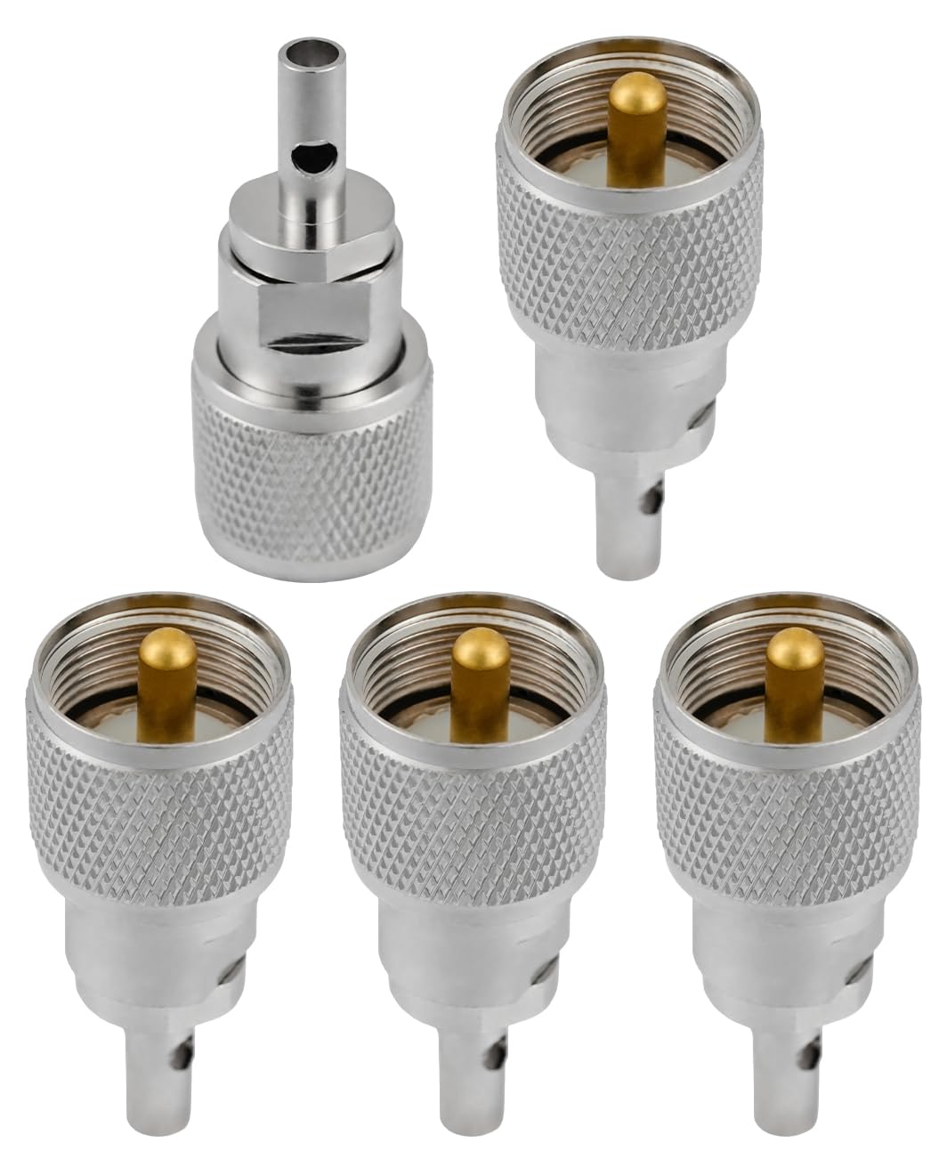 Vecys 5PCS PL259 UHF Male Coaxial Connectors UHF Male PL259 Solder Connector 50 Ohm for RG174 RG316 Coax Cable