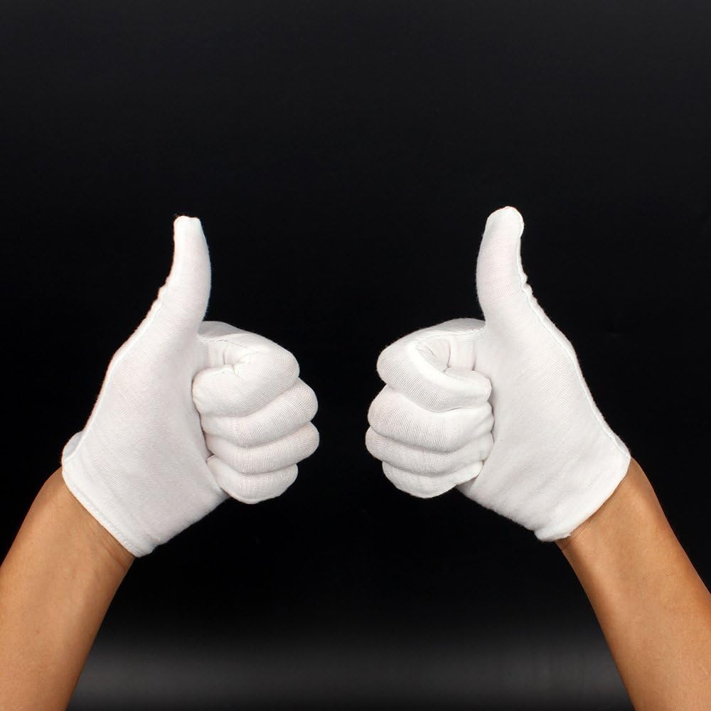 10 Pairs White Cotton Gloves; Lint Free. For Marching Bands, Formal