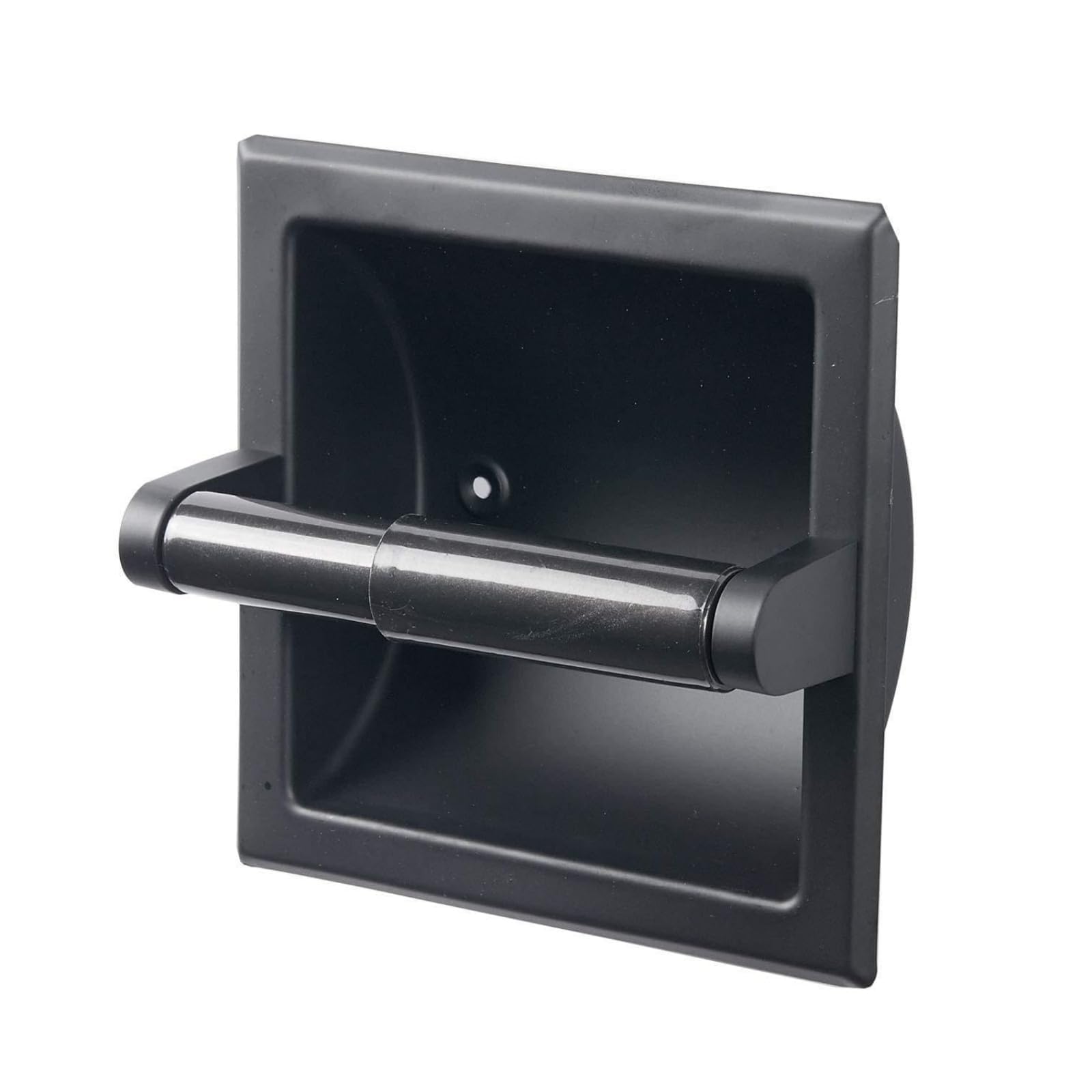 Recessed Toilet Paper Holder in Wall Insert Tissue Mount Toliets Toulet Mounted for Mega Rolls Bathroom Space Saving Design Matte Black