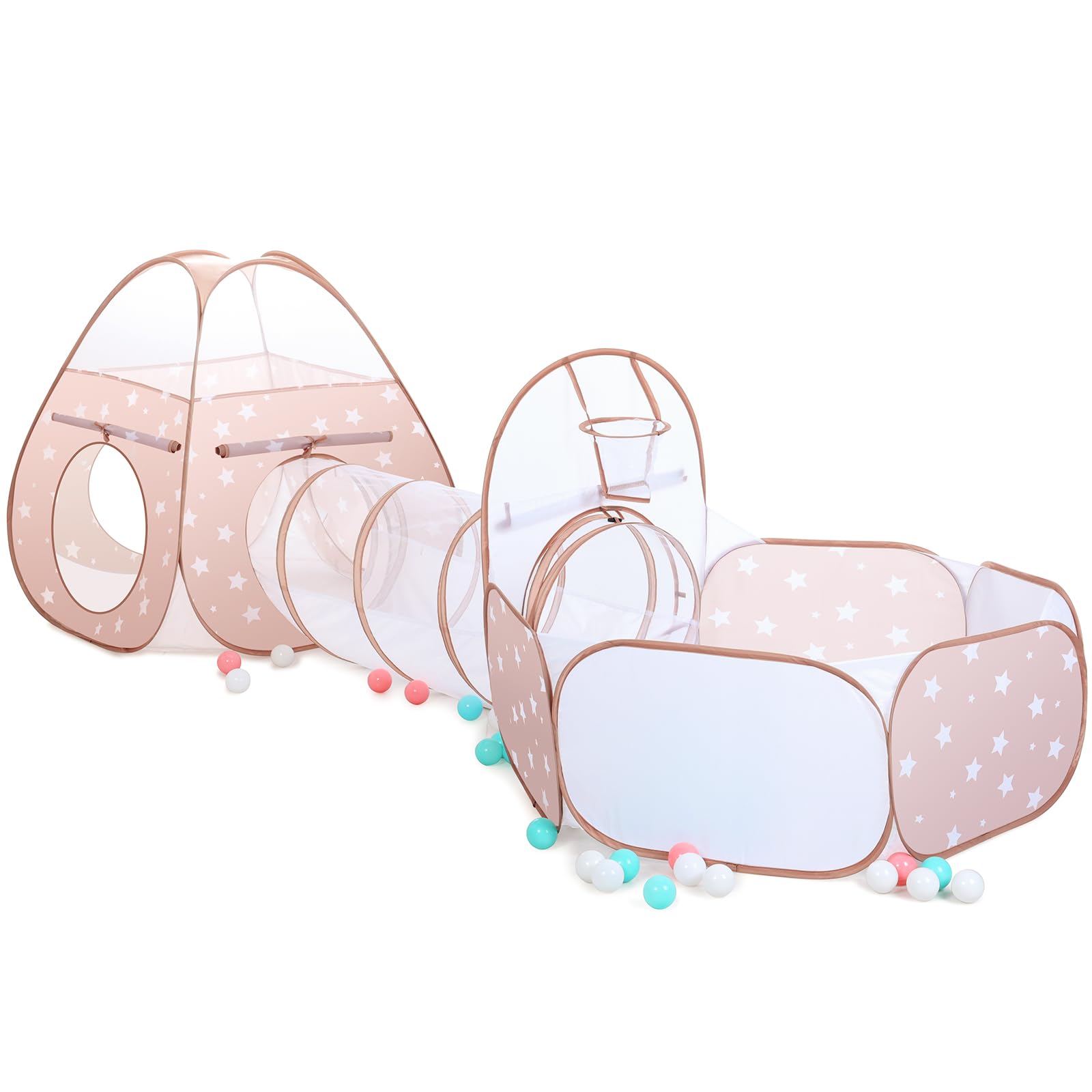 Photo 1 of SISTICKER 3 in 1 Kids Play Tent: with Baby Ball Pit and Play Tunnel - Toddler Climbing Toys for Boys Girls Babies - Indoor Outdoor Pop Up Tunnel Toys Gift for Year Old (Balls NOT Included)