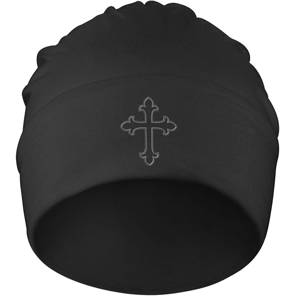 Orthodox Christian Cross Black Beanie Hat for Men Women Winter