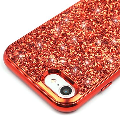 iPhone 8 Case Exposed Glitter Sparkle Jeweled Design Case Red