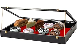 PENNZONI Trade Show Display Portable Case, Clear Acrylic Box for Pastry Display, Display Case for Exhibits w/Wooden Dowels | Black