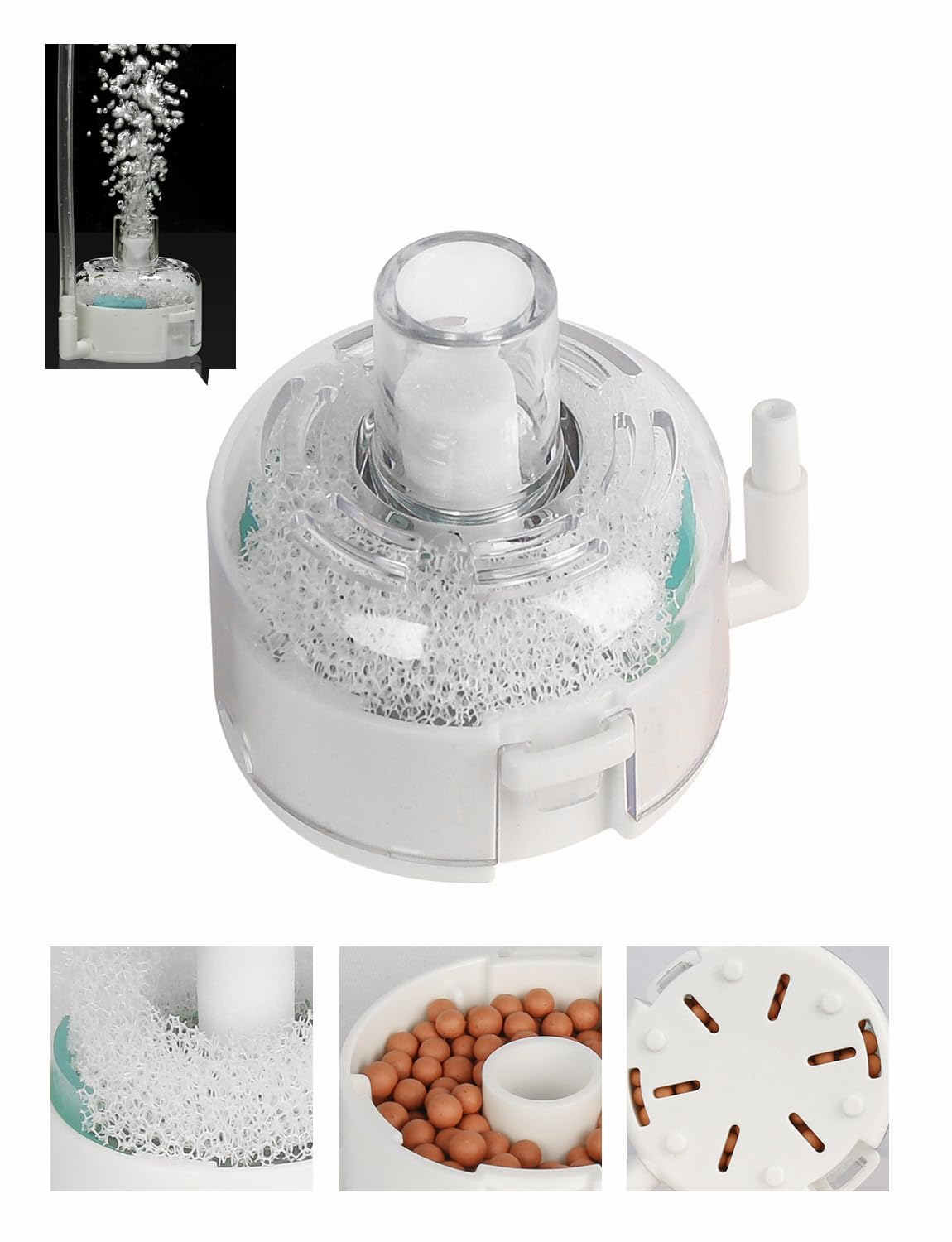 Photo 1 of UPETTOOLS Mini Aquarium Sponge Filter, Small Fish Tank Filter Submersible Fish Filter Built-in Air Bubble Stone and Bio Balls for Fish Tanks up to 5 Gallon (Air Pump Not Included)