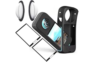 debous Sticky Lens Guard Set Silicone Case Screen Protector for Insta360 X3 X 3 Accessories Kit Anti-scratch Tempered Glass Protective Film Soft Bag Sleeve Cover