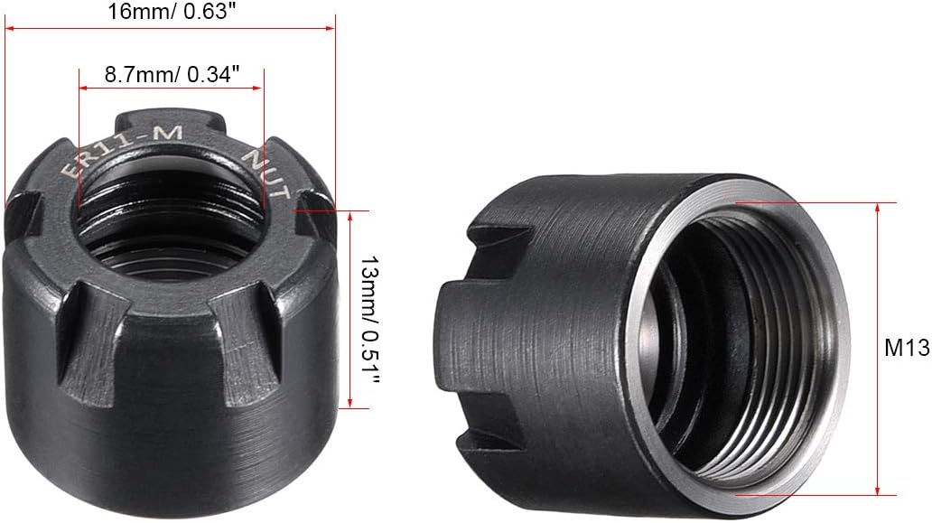 sourcing map Clamping ER11-M(M13) Collet Clamping Nuts for CNC Milling Chuck Holder Lathe - Image 3