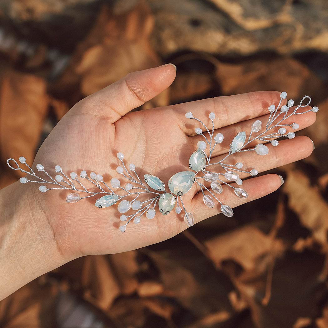 IYOU Bridal Wedding Hair Vine Rhinestone Silver Beads Headpiece Headband Prom Birde Hair Piece Accessories for Women