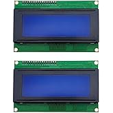 Haldzemo 2004 LCD Screen Display Module 2004A 20x4 White Character Blue Backlight DC 5V (2 Pack)