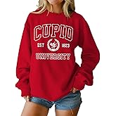 GLIGLITTR Women Valentine's Day Sweatshirt Retro Cupid University Love Graphic Sweater Shirts Crewneck Oversized Pullover Top