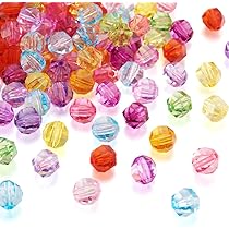 500-Pack 6mm Mixed Color Transparent Acrylic Faceted Round Beads - Disco Ball Style