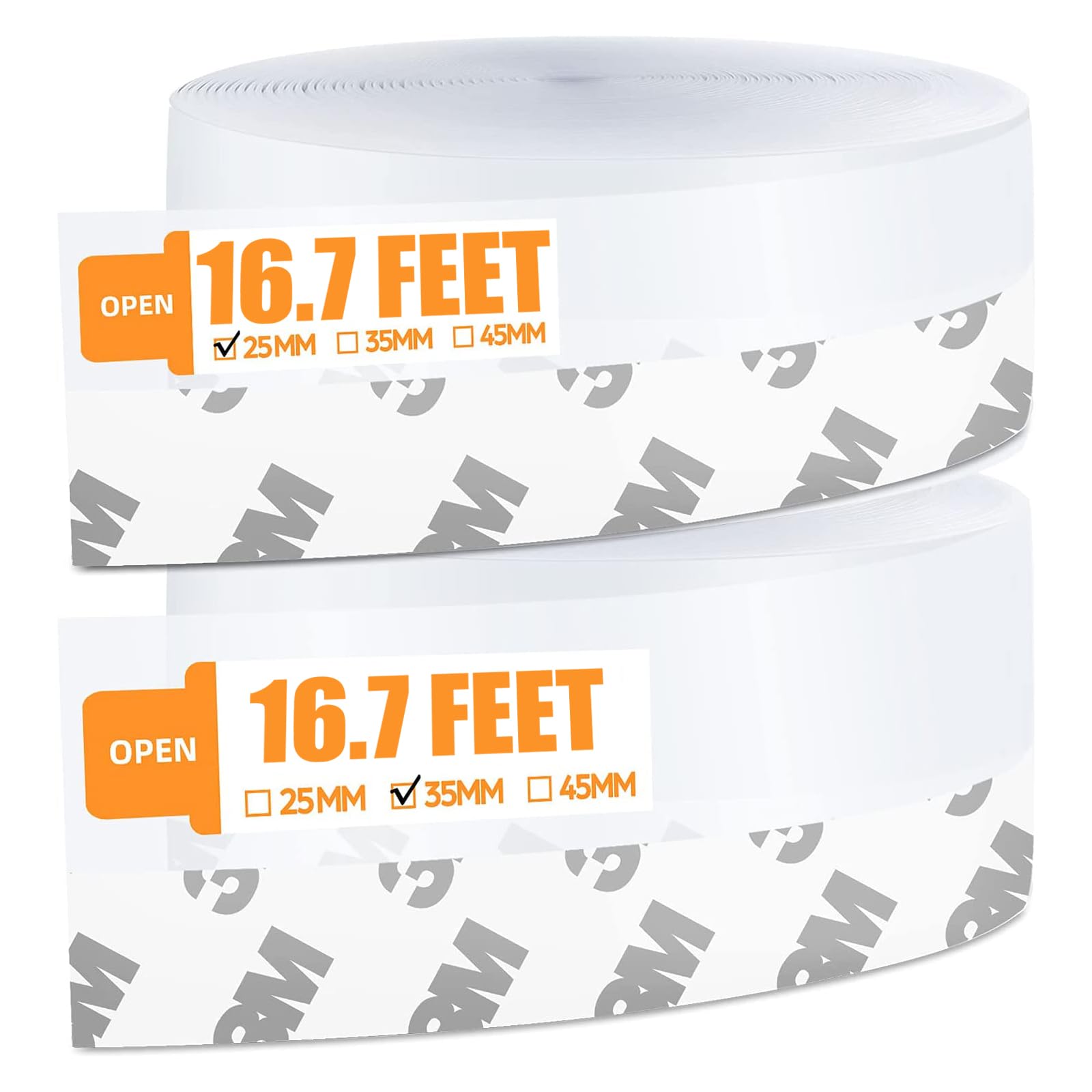 Photo 1 of 33.5 FT Weather Stripping Door Seal Strip,Shower Door Bottom Seal,Self Adhesive Door Insulation Strip for Door Frame,Windows and Shower Glass Gaps (Transparent, 25+35mm)