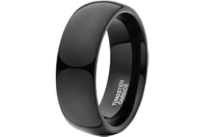 TRUMIUM 2mm 4mm 6mm 8mm Black Tungsten Ring for Men Women Wedding Band Domed High Polish Comfort Fit 4-15