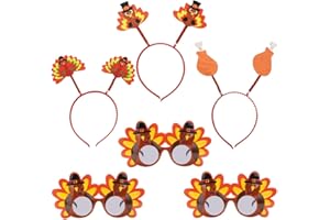 CAMIRUS 6PCS Thanksgiving Turkey Headbands Sunglasses, 3PCS Thanksgiving Glasses Frame and 3PCS Thanksgiving Turkey Head Boppers for Thanksgiving Day Party Favor Costumes Decoration Props Fall Theme Party