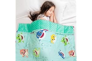 Insugar Weighted Blanket 7lbs, 41 x 60 inches, Fleece Minky Heavy Blanket, Double-Sided Comforter, Large Soft Reverise Heavy Throw, Heavy Blankets Mint Shark