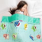 Sivio Weighted Blanket 7 lbs, Super Soft Crystal Velvet & Minky Dots Cartoon Patterns Reverise Heavy Throw, Heavy Blankets, 41 x 60 Inch Green Shark